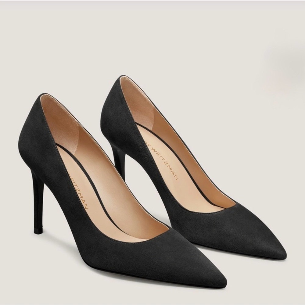 STUART WEITZMAN Black Suede STUART POWER PUMP 85
